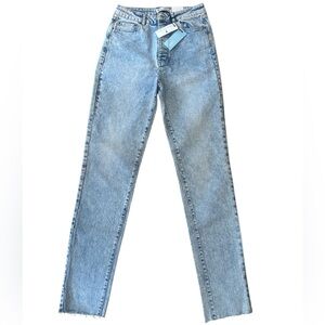 American Tall Jeans Lola Stretch Slim Tall High Waisted Classic Mid Blue 30” 35”